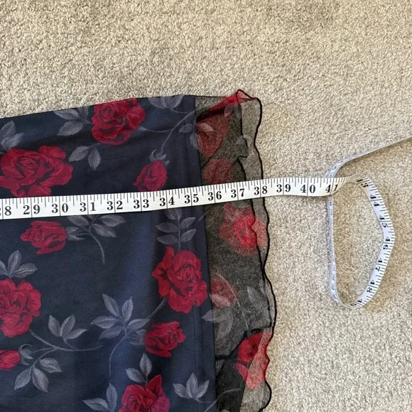 Y2K Eye Candy Vintage 90s Red Rose Floral Slip Dress Small Whimsygoth Grunge - Picture 9 of 9